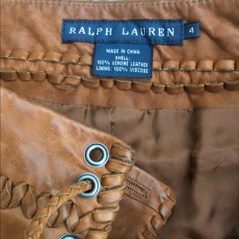 Ralph Lauren Western Leather Skirt 4 Rawhide - Picture 2 of 15